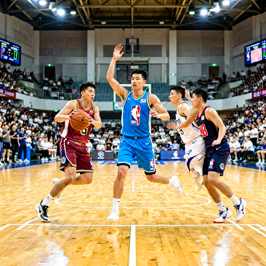 篮球场馆内比赛场景，代表篮球赛事内容板块
